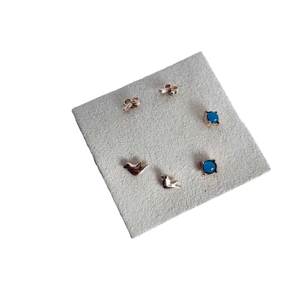 Womens Fashion Stud Earrings Rose Gold Tone Minimalist Chic Feminine Bows Birds